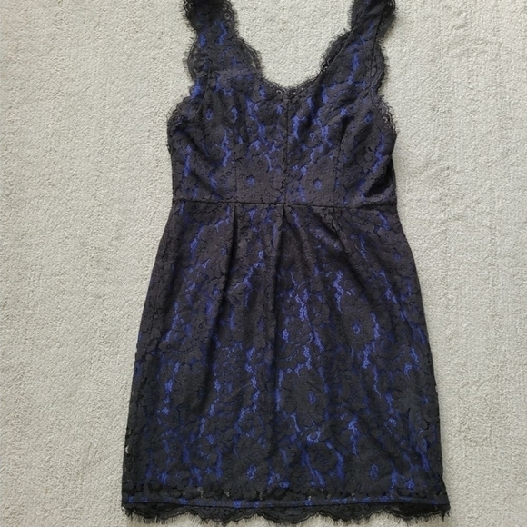 Joie Rori Black and Royal Blue Lace Sleeveless Sheath Dress Size XS - Picture 7 of 8